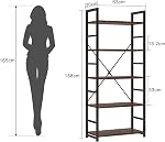 VERMESS Industrial Bookshelf, 5-Tier 24inch Shelving Unit Wood Bookcase with Open Shelves, Standing Bookshelves Metal Frame Display Rack for Living Room,Bedroom, 24.8 * 11.8 * 63 inch,Rustic Brown