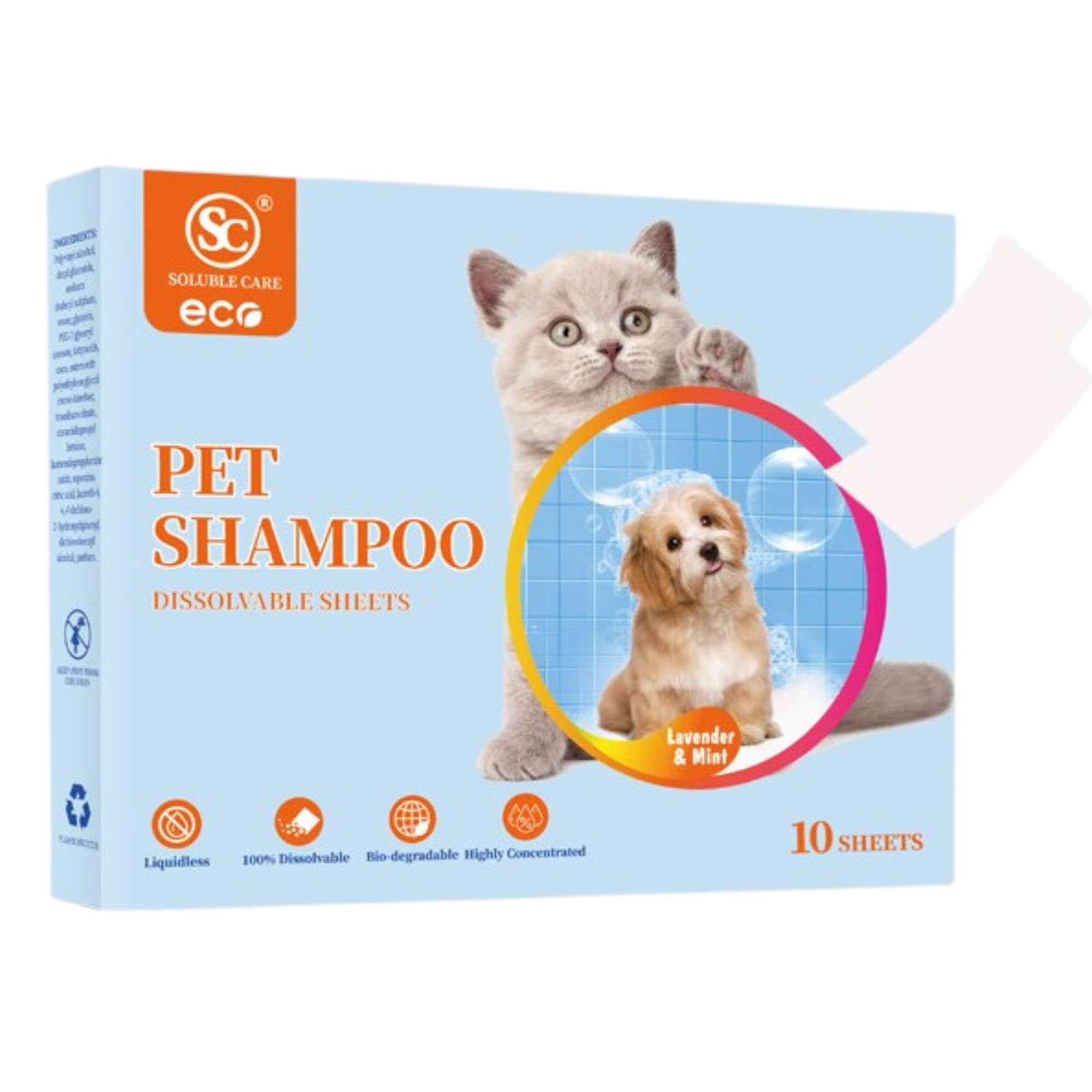 Dog Shampoo Sheets – 10 Eco-Friendly, Hypoallergenic Sheets for Gentle Pet Cleaning, Moisturizing and Deodorizing Benefits, Convenient for On-the-Go Grooming and Fresh, Clean Pets Anytime.