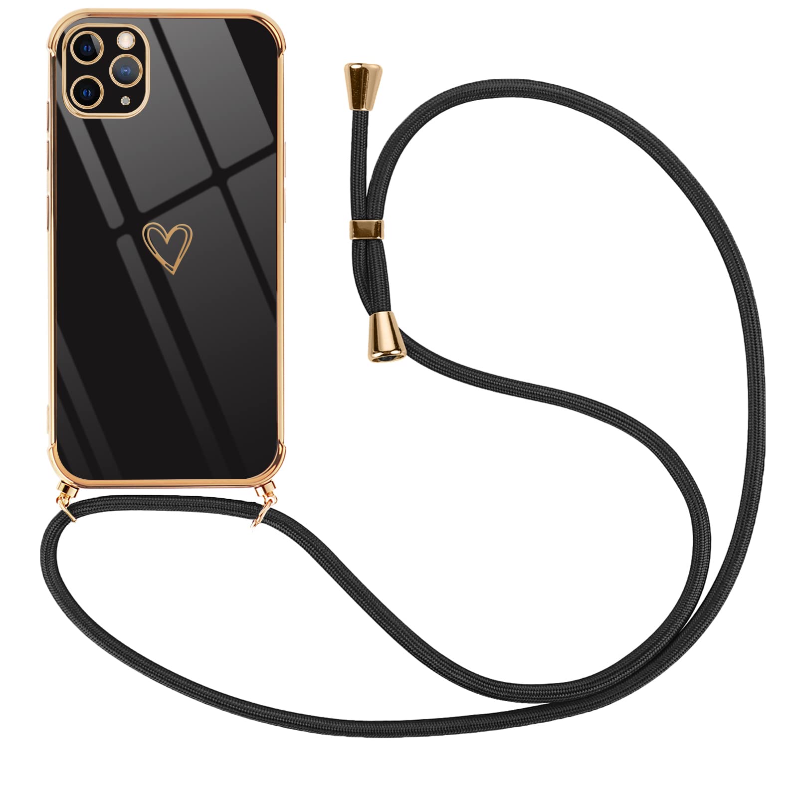 Custodia Per IPhone Con Cordoncino - Compatibile Con 11/11 Pro/11 Pro Max E 12/12 Pro/12 Mini, Silicone Liquido, Rosa