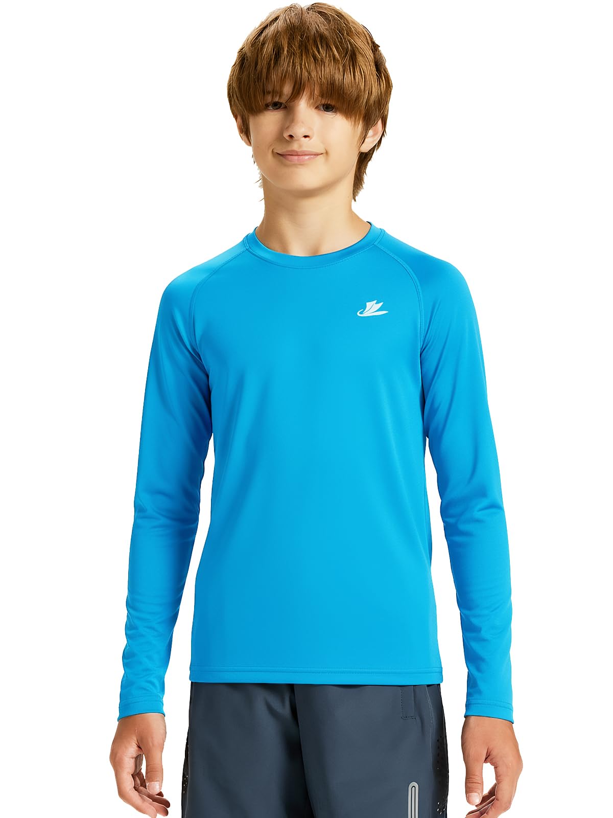 DEVOROPA Youth Boys Compression Shirt Long/Short Sleeve Football Baseball Undershirt Quick Dry Kids Sports Baselayer Crewneck
