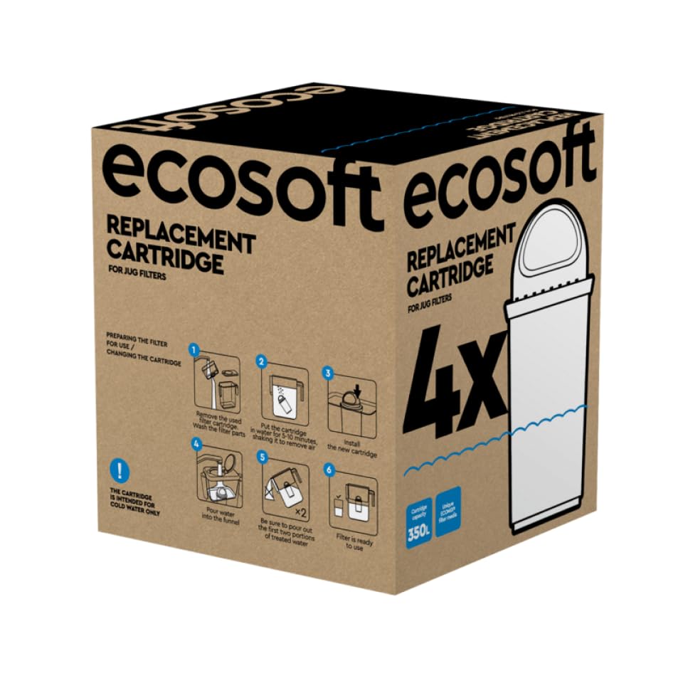 Ecosoft Lot de 12 cartouches pour carafe filtrante - Filtre à eau potable domestique - Recharge sans bouteilles, goût amélioré
