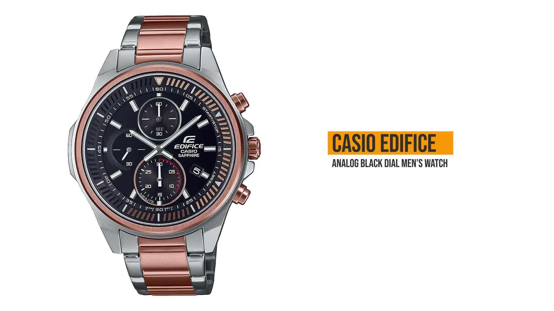 Casio Edifice Analog Black Dial Men Stainless Steel Band Watch