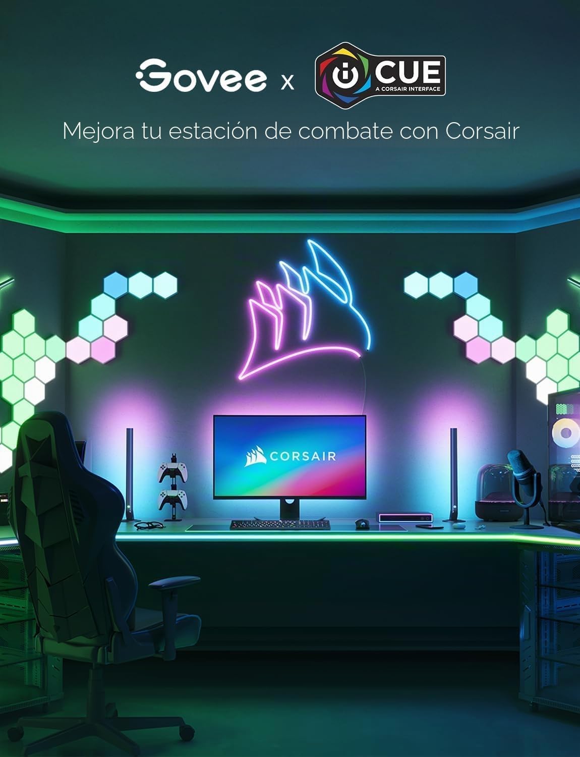 Govee Tira LED RGBIC Pro de 10 m, tira LED inteligente funciona con Alexa y Google Assistant, tira de luz recubierta, se sincroniza con la música, control de aplicaciones, cambio de color, adecuada