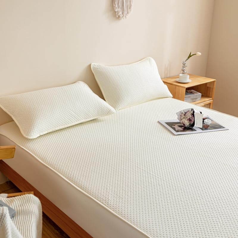 Mattress Protector,Elastic Fitted Breathable Fitted Sheet,with Deep Pocket for 6-18 inches Mattress,for Kids Teenager Bedroom (White,Queen)