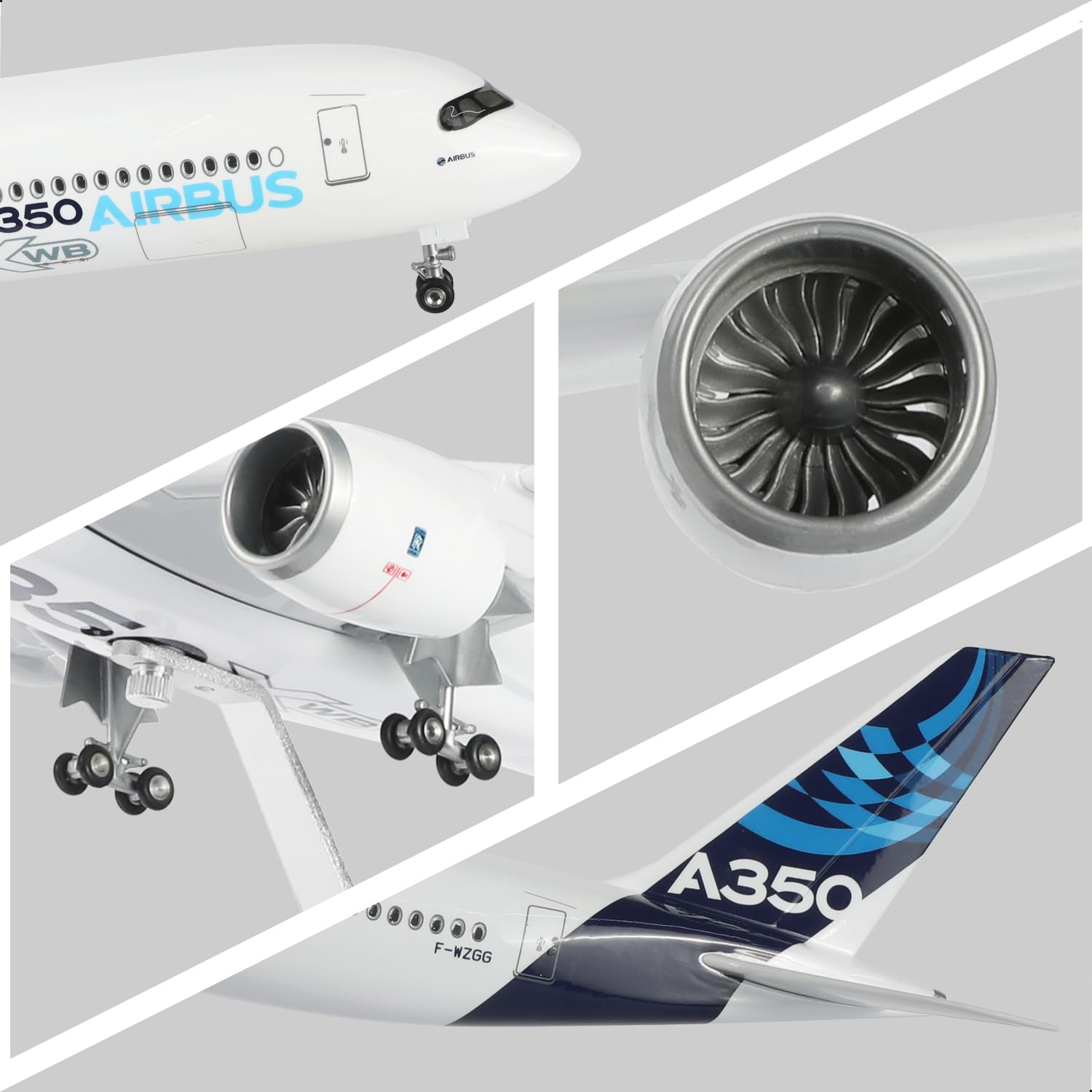 Prototyp 1/150 A350, ze stojakiem (długość 47 cm) do samolotu Airbus A350, z żywicy dla dorosłych, pamiątka, pomysł na prezent dla entuzjastów lotnictwa, dekoracja do domu lub biura