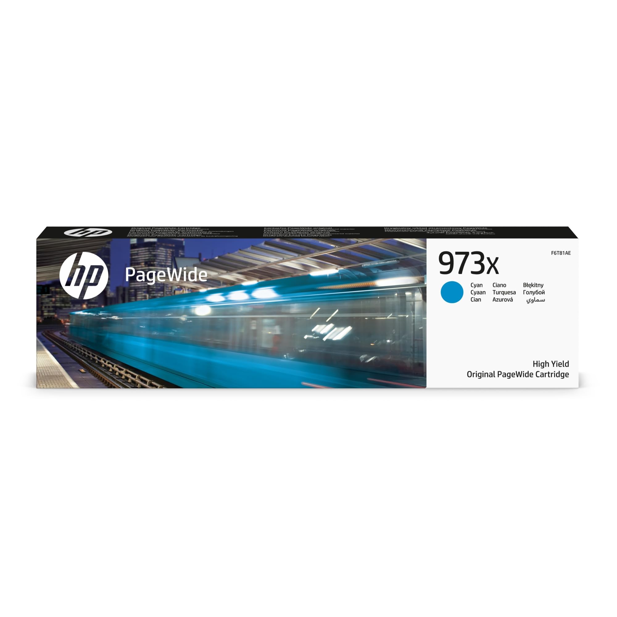 HP 973X Cian, Cartucho de Tinta Original, Alta Capacidad | Compatible con las impresoras HP PageWide serie Pro 452, 477dw y HP PageWide Managed P57750dw, P55250, 7000 páginas (F6T81AE)