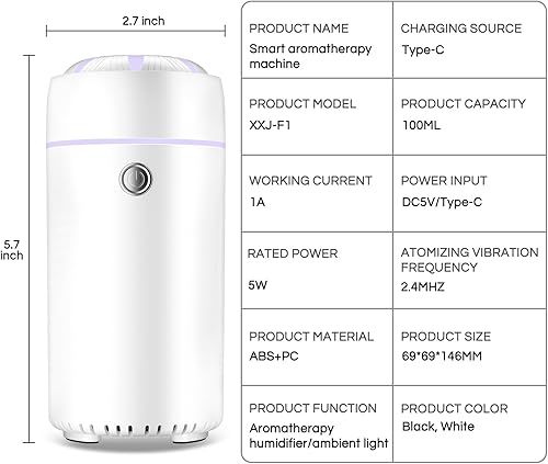 Miniatura 6 de Difusores de automóvil para aceites esenciales, humidificador inteligente para automóvil, difusor ultrasónico de aromaterapia de niebla fría