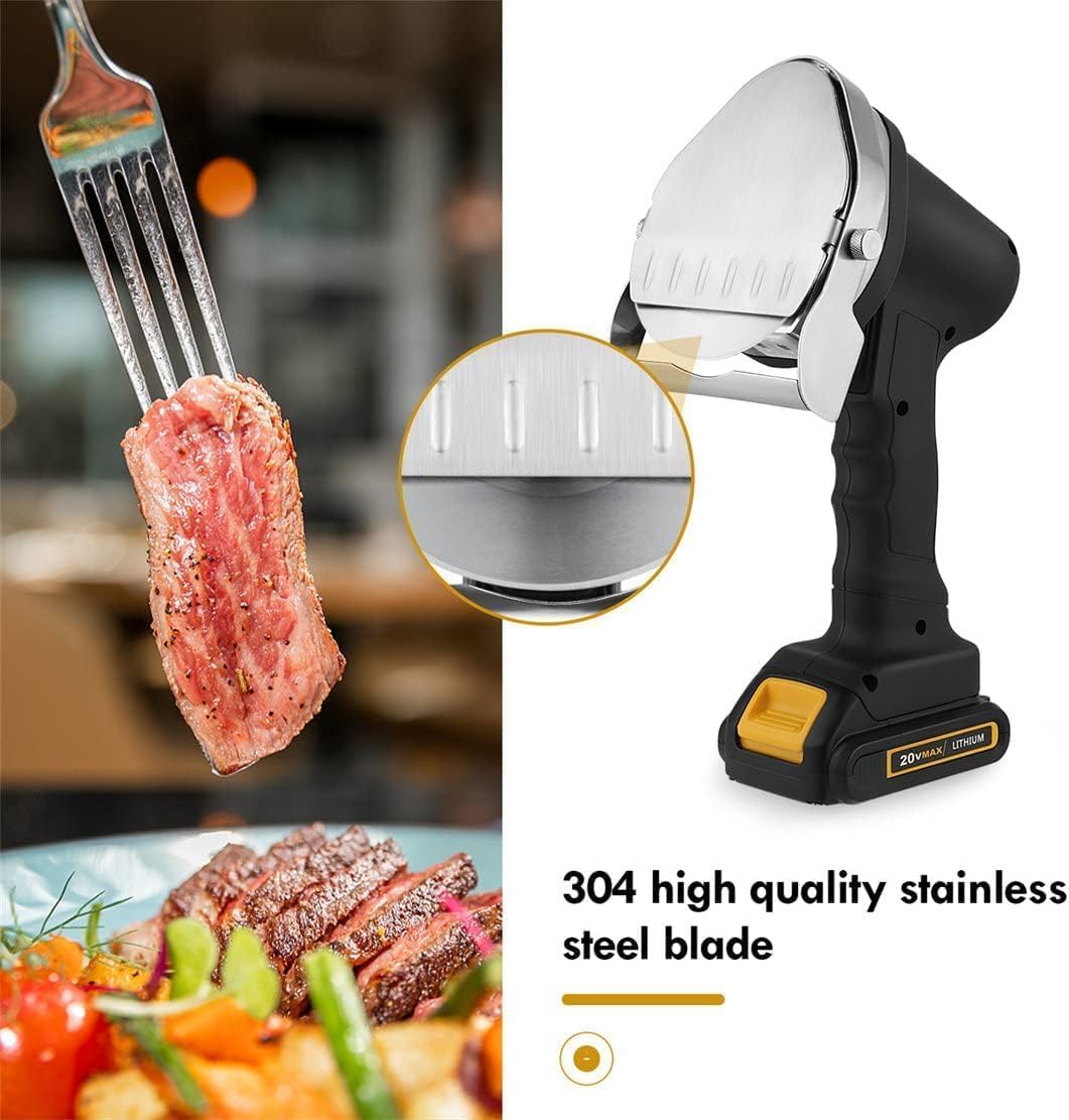 Professional Shawarma Knife, Cordless Electric Kebab Knife with 2 Blades, Stainless Steel Handheld Gyro Knife Meat Slicer, Adjustable Thickness 0-8mm - Ideal for Restaurant Barbecue