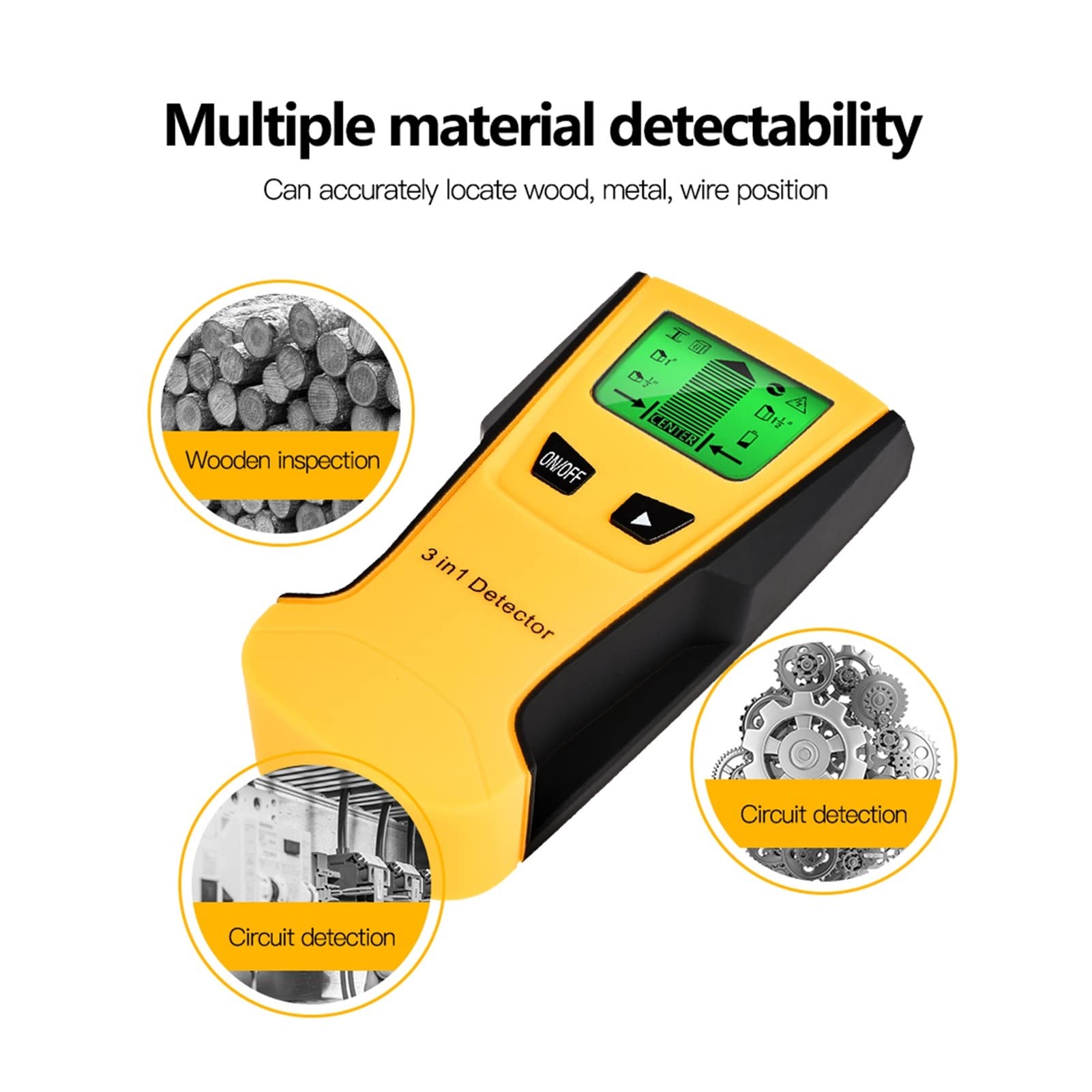 Wykrywacz metalu, Ściana Skaner 3 w 1 wykrywacz metali Znajdź metalowe Kołki AC. Napięcie Fire Wire Mur Detector Scanner Electric Box Detektor Mur Detector(Nero)