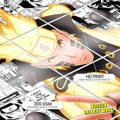 Image of MODERN GALLERY MART Pack of 20 Naruto Manga Poster | A4 Size Anime Wall Art (8.3 x 11.7 inch) | Manga Posters with Glue Dots | Anime Poster for Bedroom, Living Room, Office