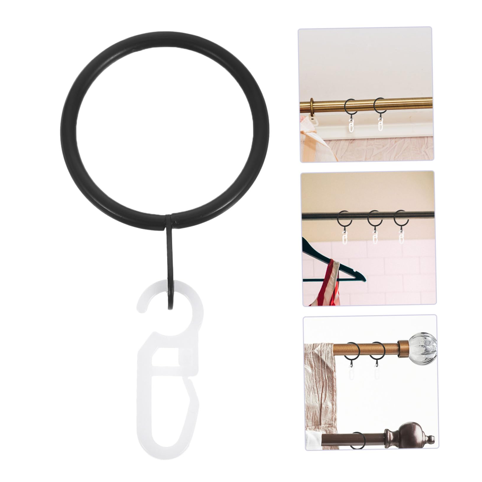 TOYANDONA Anelli Mm 45 Set per Tende Diametro Interno Neri Metallo in 30 | Ganci Inclusi, Finitura Classica Nera, Struttura Plastica e Metallo, Installazione Semplice, Adatti a Carichi Pesanti