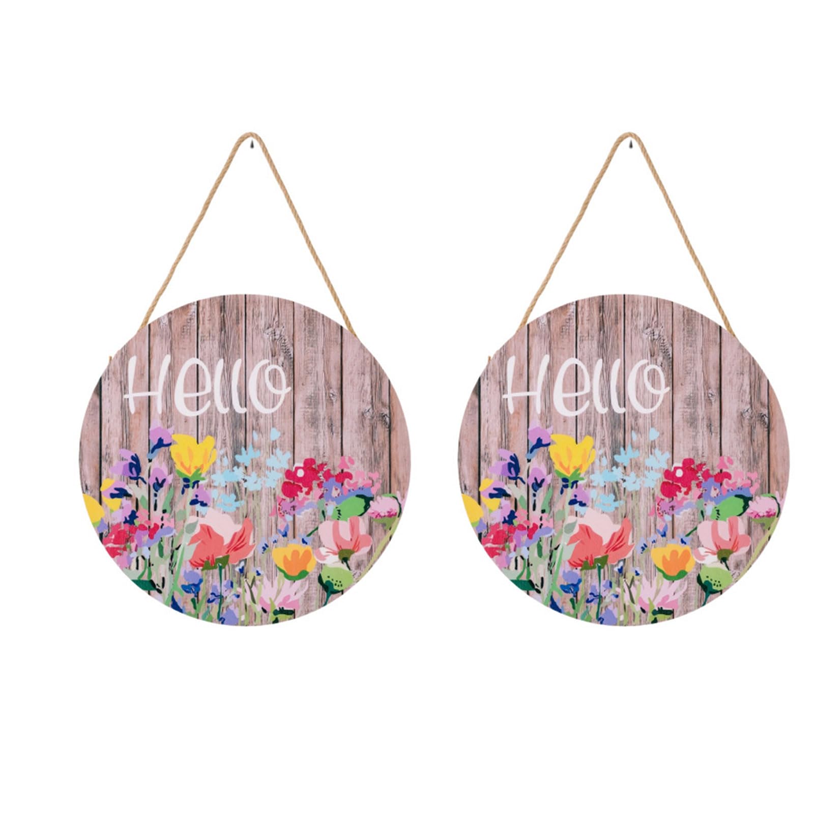 Buxuaaaa A Buxuaaa Welcome Sign Front Door Round Wood Hangings Board Flower Pendant Hello Sign For Farmhouses Porch Decorations Spring Gift Door