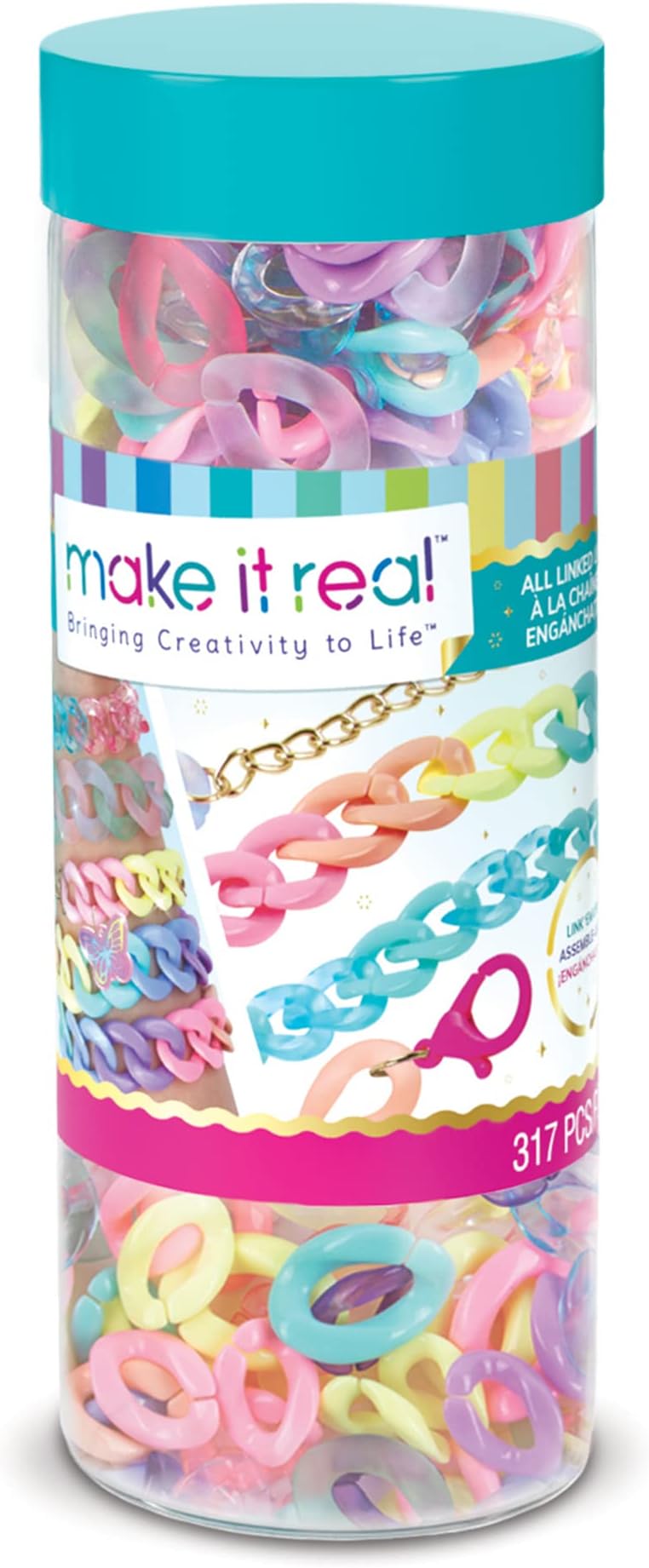 Make It Real All Linked Up Bracelet Making Kit - DIY Charm Bracelet Kit for Girls 8-12