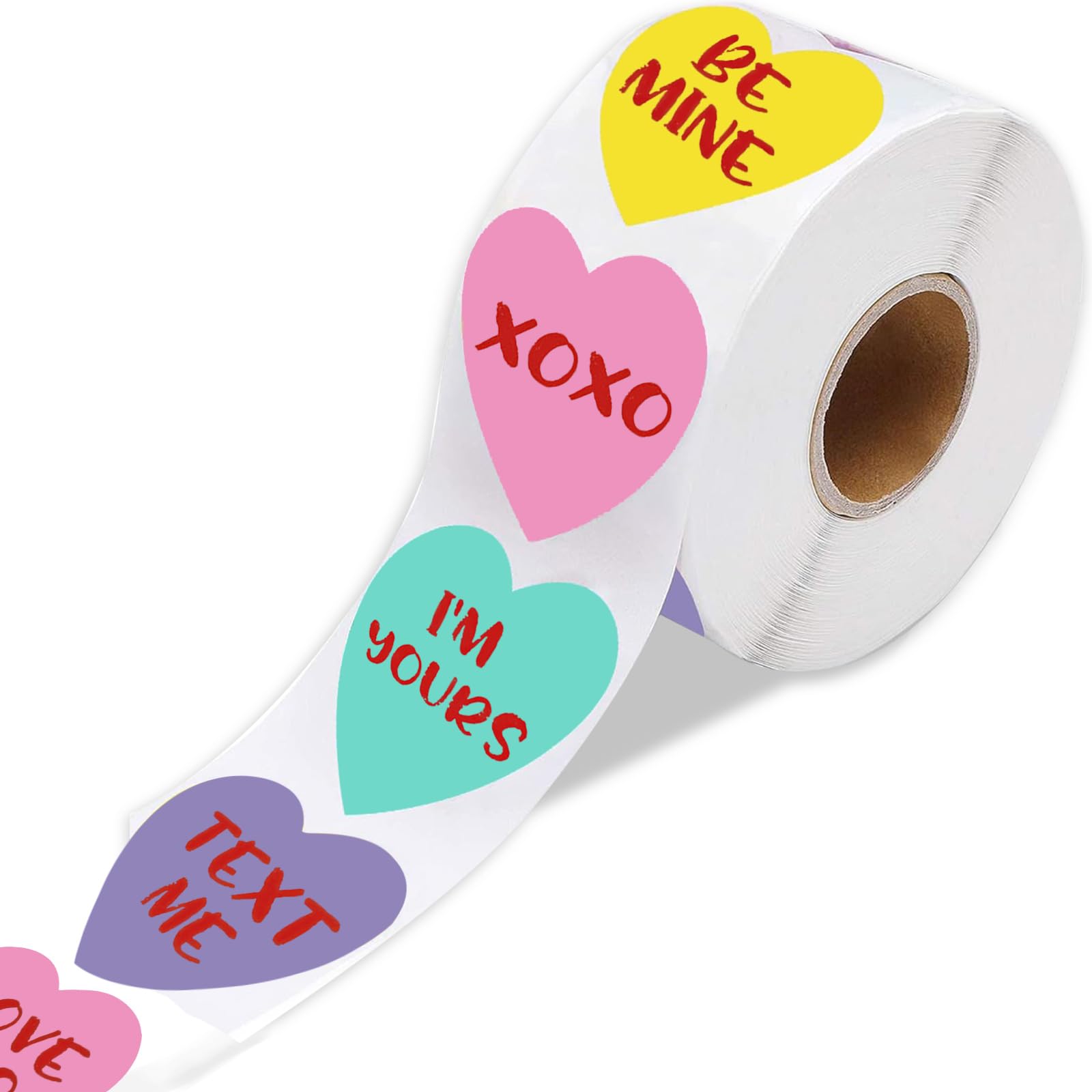 500 PCS Heart Stickers Roll – Valentine's Day Colorful DIY Decorative Labels - View #2