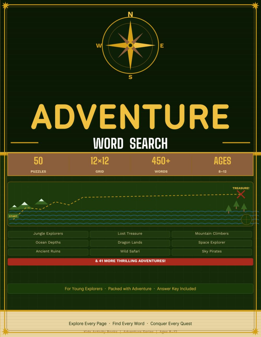 Adventure Word Search — Kids Edition: 50 Themed Puzzles for Ages 8–12