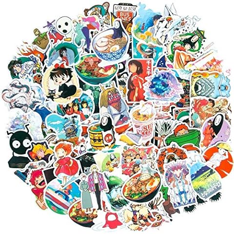 100pcs Miyazaki Hayao Animation Film Theme Stickers Set Random Sticker Decals for Water Bottle Laptop Cellphone Bicycle Motorcycle Car Bumper Luggage Travel Case. Etc (Miyazaki Hayao) Cover