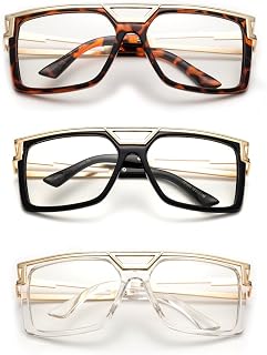 Newbee Fashion Rox Thick Frame Rapper 80's 90's Retro Clear Lens Frames, 1990 3 Pack Black, Tortoise, Clear, One Size
