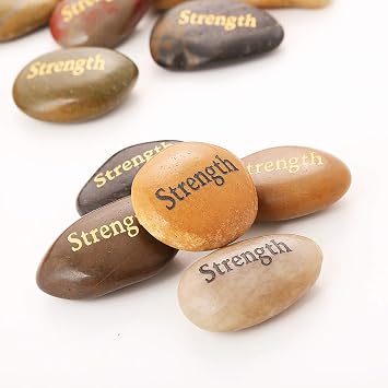 ROCKIMPACT 50PCS Strength Encouragement Gifts, Engraved Inspirational Stones, Bulk Healing Inspiring Rocks, You are Braver Than You Believe, Stronger Than You Seem, Wiser Than You Know, 2-3 Each