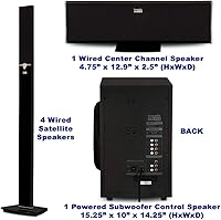 Vista 4 de Acoustic Audio AAT1003 Bluetooth Tower 5.1 Sistema de altavoces de cine en casa con subwoofer alimentado de 8 pulgadas