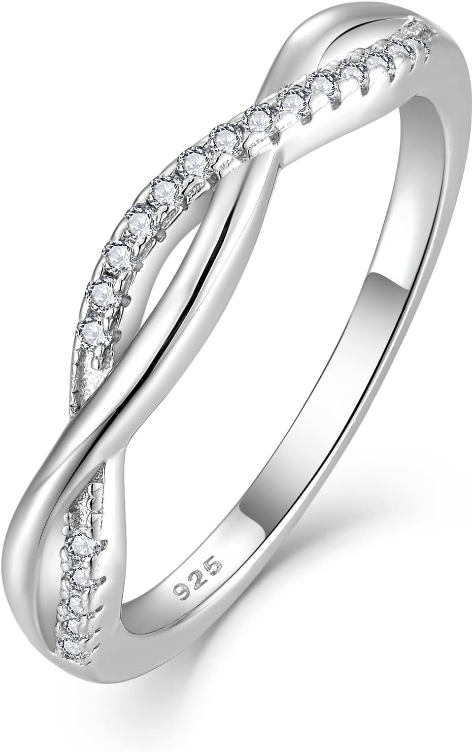 Women's Infinity Ring 925 Sterling Silver Promise Ring for Her Cubic Zirconia Engagement Anniversary Wedding Band Ring for Bridal Size5-10