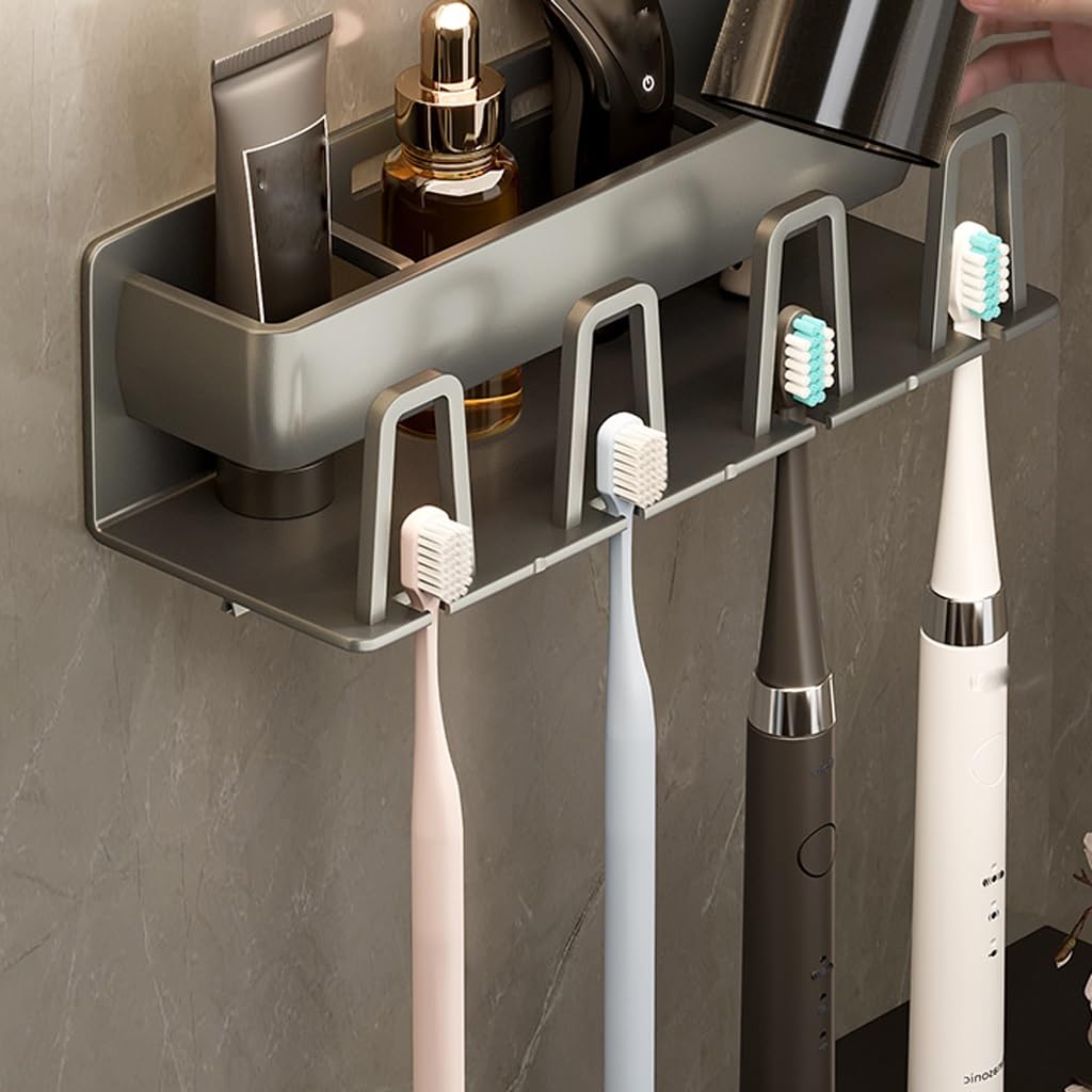 ARINAL Porta Cepillo de Dientes Estante for baño, Soporte for Cepillo de Dientes, Soporte for Inodoro, sin Perforaciones, Peine montado en la Pared, Almacenamiento de Pasta de Dientes