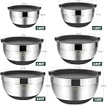 Umite Chef Mélanger des bols avec des lids hermétiques 6 Pièces en en acier inoxydable métal de nichoir Bols de rangement par Umite Chef, Taille des semelles antidérapantes 7, 3.5, 2.5, 2.0,1.5, 1QT, Idéal pour le mélange & Service (Grey)