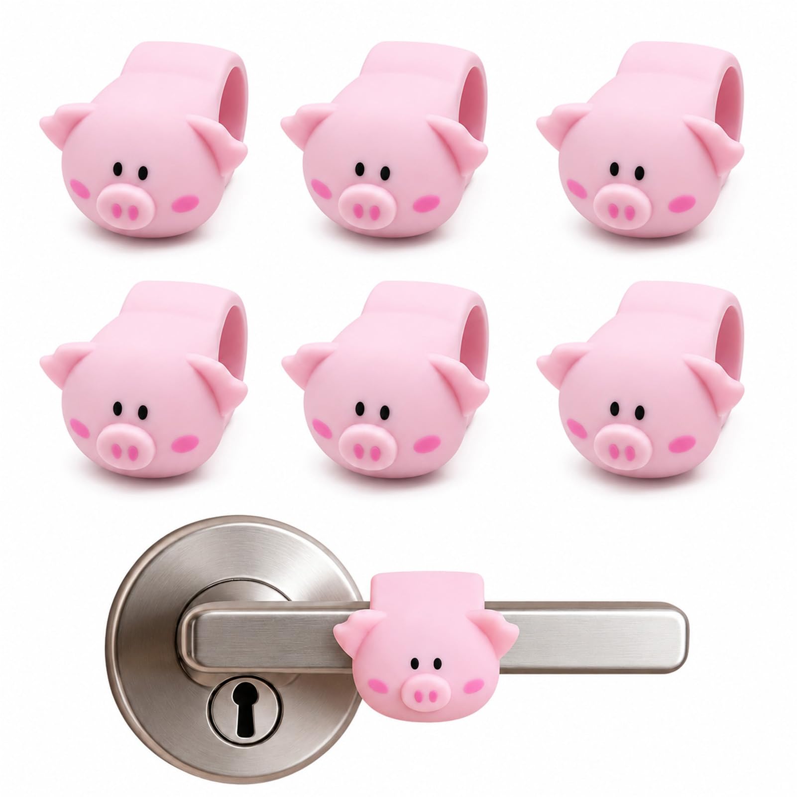 6 Pcs Cute Door Handle Protectors,Soft Foam Safety On Door Handle Covers,Handle Anti-Collision Knob Protectors,Reduce Noise Wall Scratch Protector for Bedrooms, Bathrooms, Balconies, Kitchens