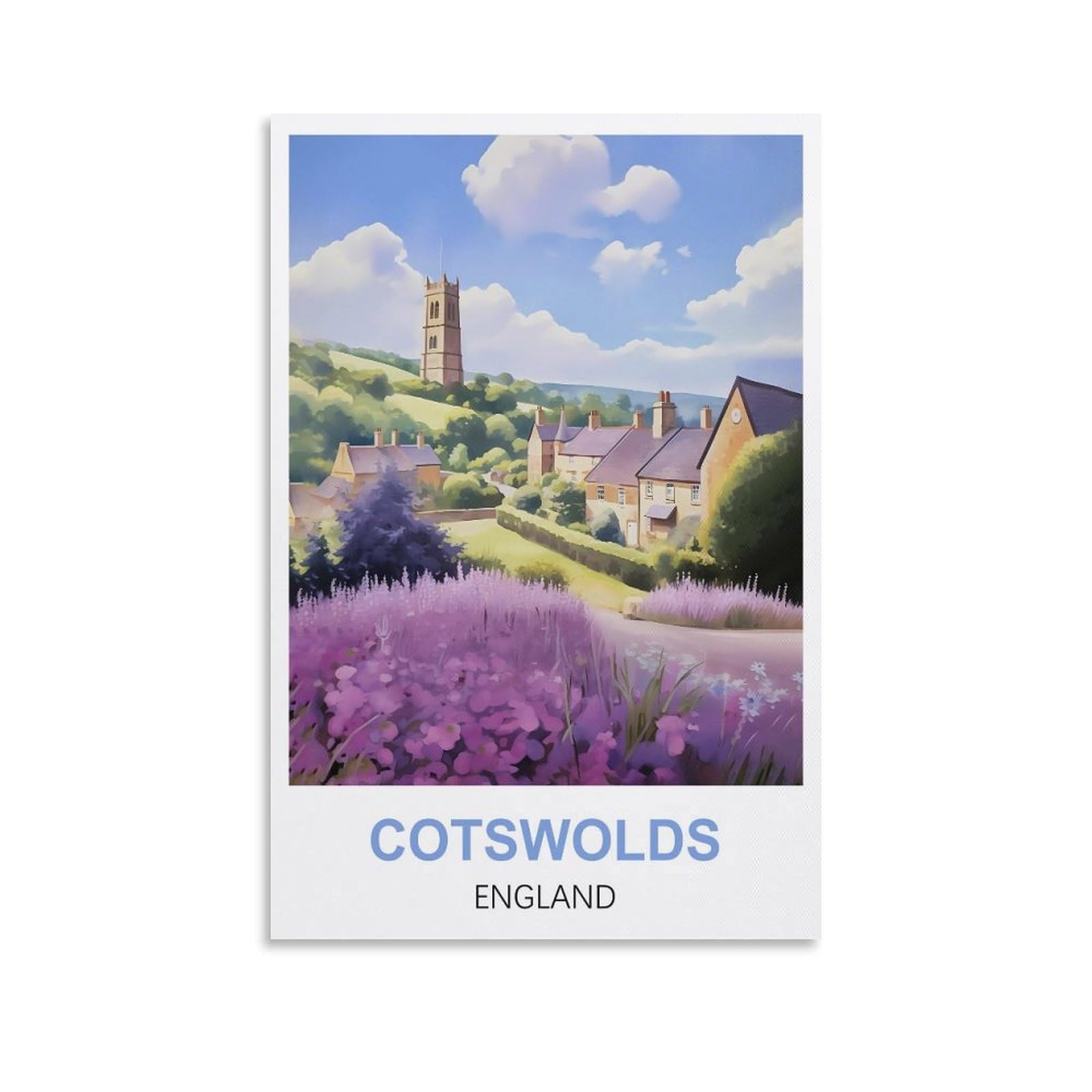 CYYHGEE Cotswolds England Vintage Travel Posters 08x12inch(20x30cm) Canvas Poster Wall Art Living Room Home Decor