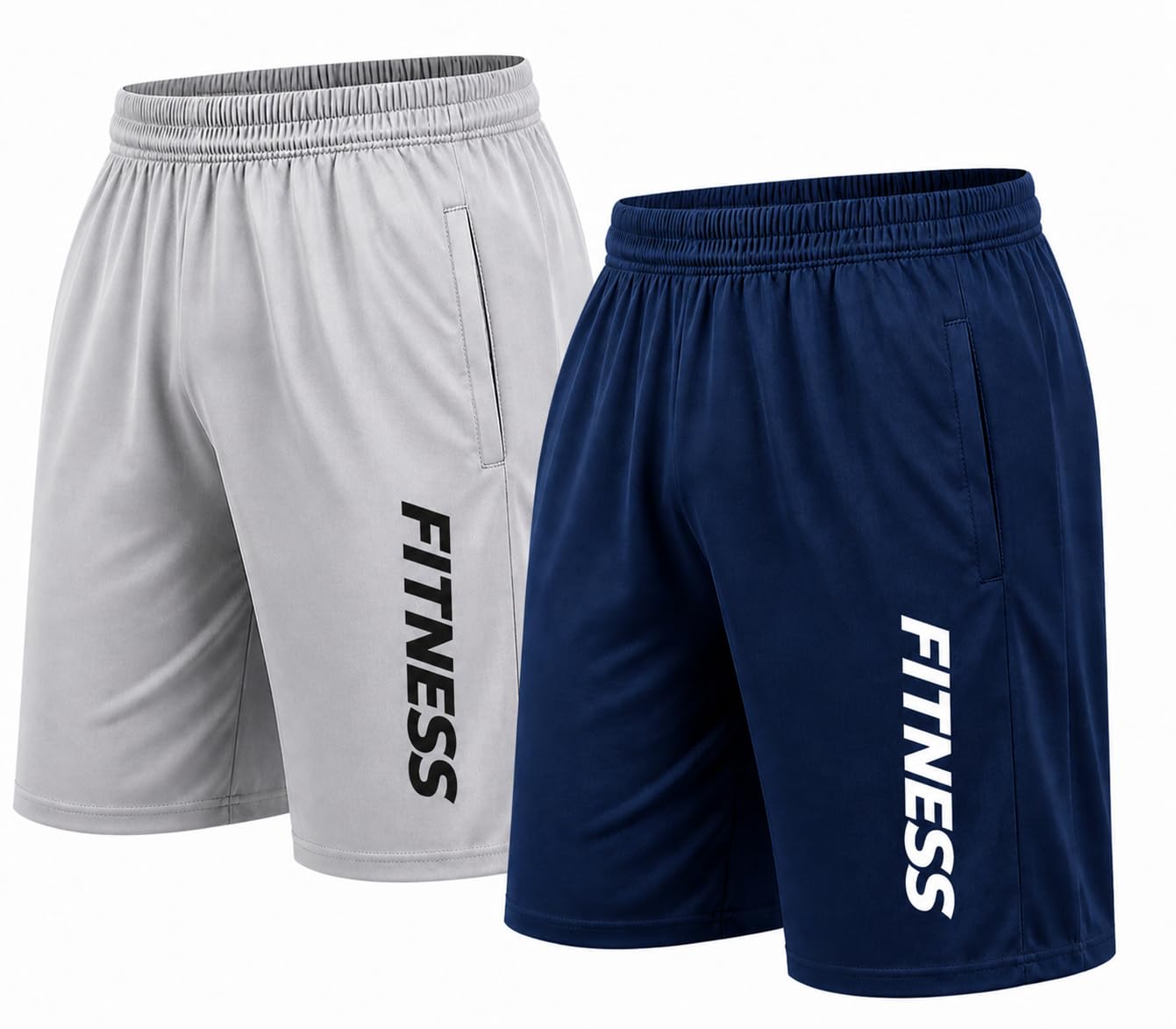 Men’s Fitness Shorts Combo Pack of 2 | Grey & Black Polyester Athletic Shorts for Gym, Running, Training, Workout Lightweight Quick Dry Shorts with Elastic Waist & Zipper Pocket-picture-24