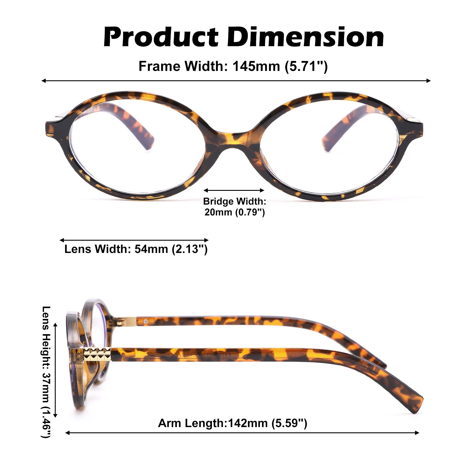 Gafas antiluz azul para mujer - Gafas de ordenador con bloqueo del 99% de la luz azul - Montura ovalada de moda