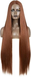 Women's Wig Long Straight Synthetic Lace Wigs 38 Inch Pink Ombre Blonde Wig,150 Density Wig Straight/Curly