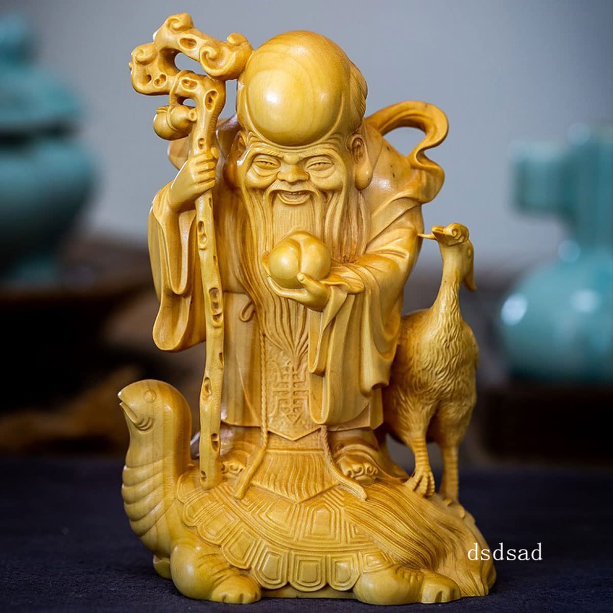 【縁起物】木彫り 七福神　福禄寿 彫刻 置物 商売繁盛 開運 縁起物】木彫り 七福神 福禄寿 彫刻 置物 商売繁盛 開運 【公式通販】