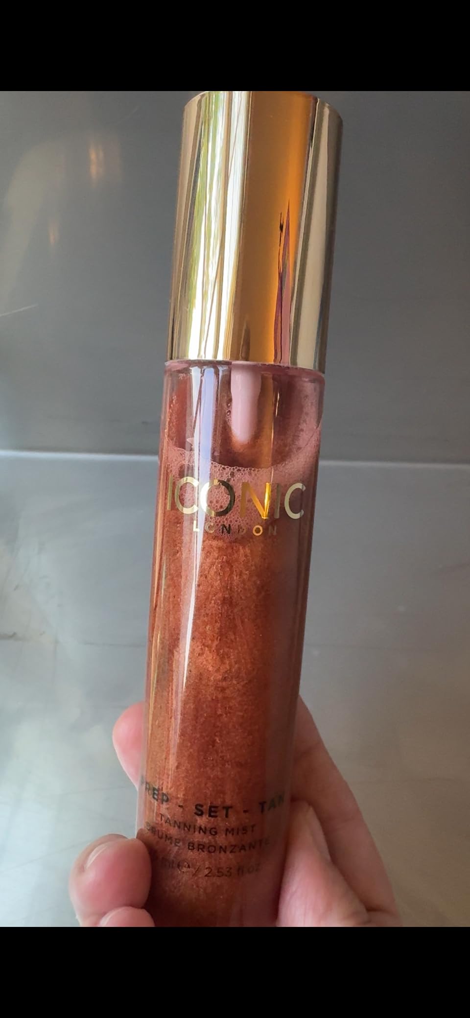 ICONIC LONDON Prep-Set-Tan Glow | Shimmering Self Tanning Facial Mist with Hyaluronic Acid, Cruelty-Free, Vegan Makeup, 2.53 Fl oz