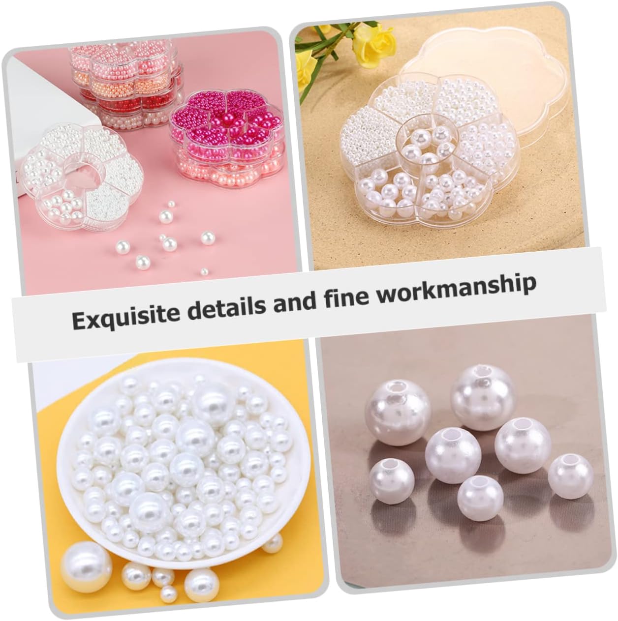 Lurrose Round Pearl Beads Faux Pearl Beads for Necklace Bracelet DIY Jewelry Making Supplies