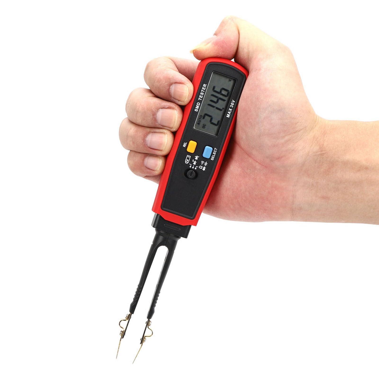 Multímetro UT116C, Probador Compacto y Versátil para Pruebas de Diodos de Capacitancia de Resistencia SMD para Ingenieros Electrónicos, Rojo y Gris, 1 Unidad