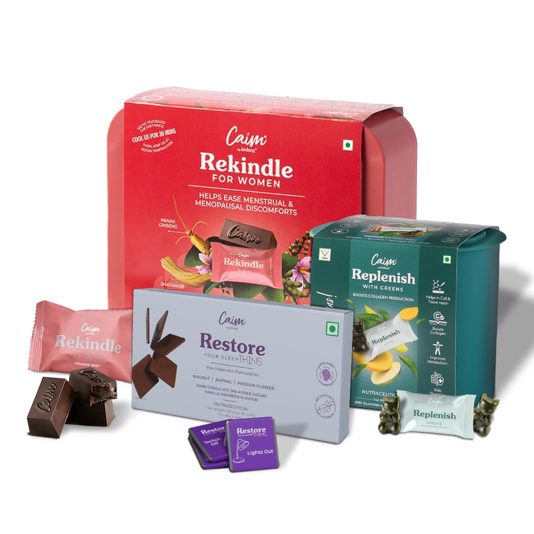 Caim by årelang – Peri & Menopause Support | Rekindle for Women + Replenish with Greens + Restore Your Sleep | For Hormonal Balance, Collagen Support & Deep Sleep | Clinically Tested | 20pcs + 60 pcs + 30 pcs-image-4