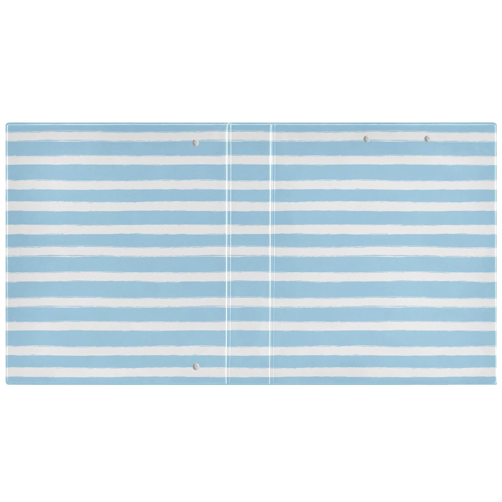Raccoglitori a 3 anelli con portablocco e 2 tasche, motivo a righe azzurre e bianche, 3,8 cm, grandi, resistenti, decorativi, con copertina rigida, contiene 200 fogli