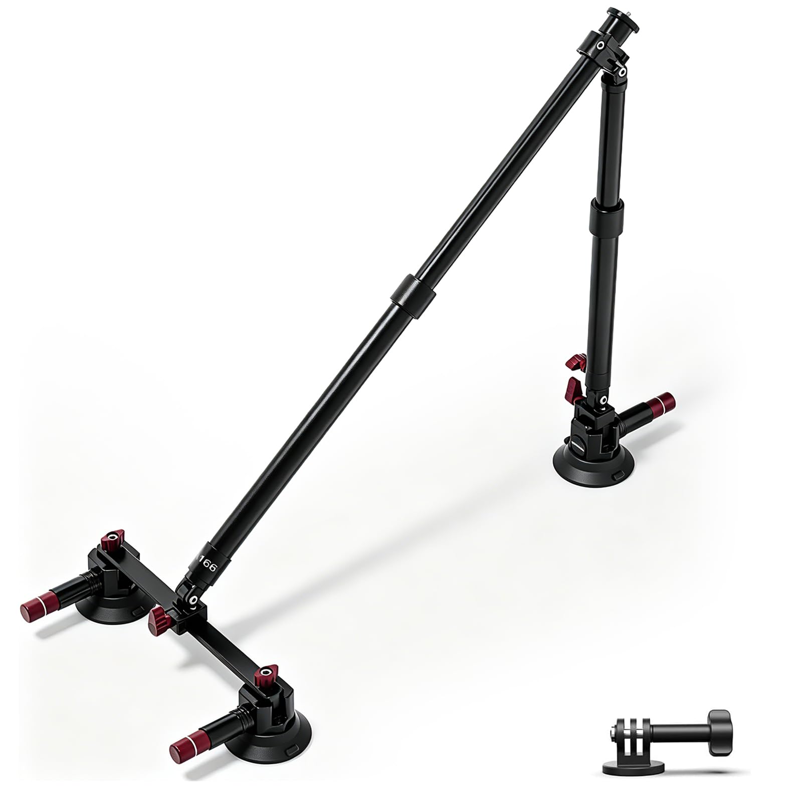 NEEWER Potrójny uchwyt z przyssawką, dwa drążki przedłużające ze stopu aluminium, szyna NATO, adapter kamery sportowej, kompatybilny z GoPro DJI Insta 360, maks. obciążenie 2,2 lb, CA166