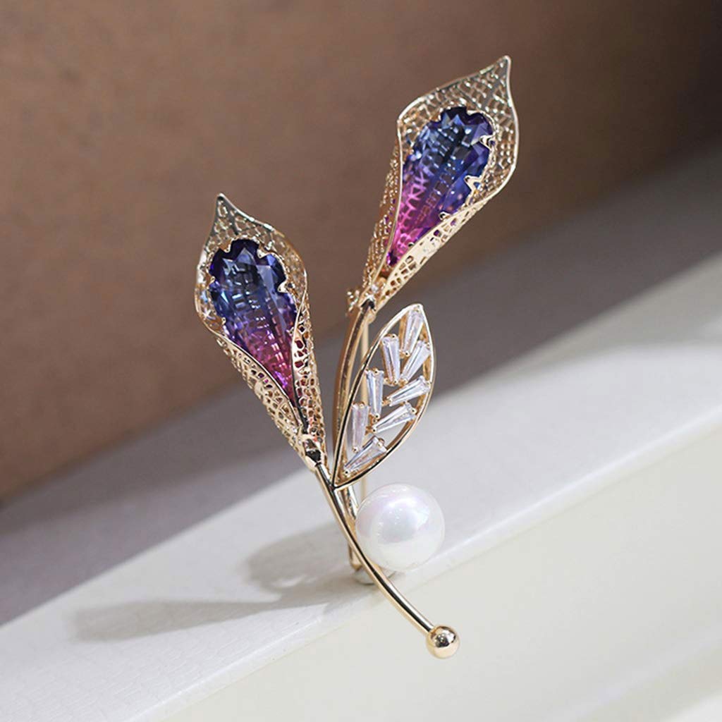 WXKAGF Brosche Purpurblaue Blumenbrosche – Kristalle Braut-Hochzeitsnadeln Purpurblau