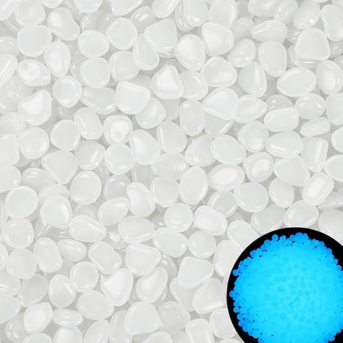 1000 piezas de piedras brillantes para decoración de acuario, piedras que brillan en la oscuridad, piedras luminosas para pecera de peces, piedras