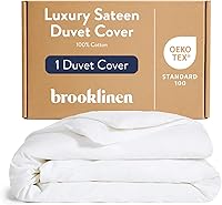 Brooklinen Luxe Sateen Duvet Cover King/Cal King White - 480 TC 100% Cotton, Corner Ties, Easy Buttons