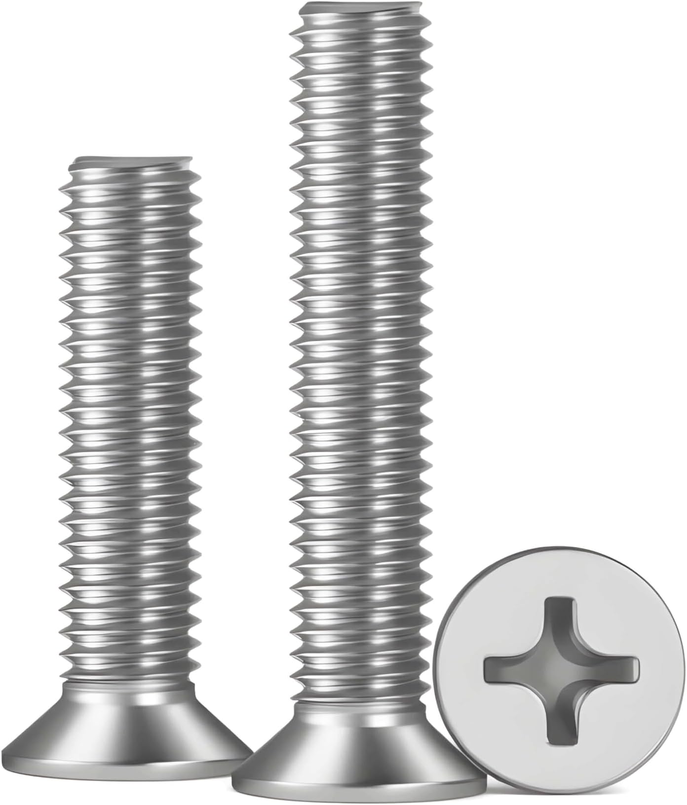 M2.5 x 6mm (50 Pack) Flat Head Machine Screw, Phillips Drive, 304 Stainless Steel, Fully Threaded,for Furniture Repairs and 3D Printer