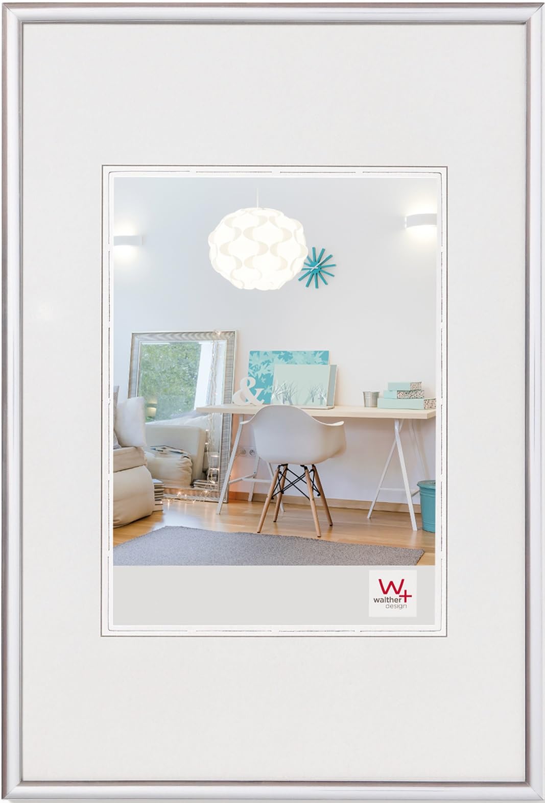 walther design Bilderrahmen silber 30 x 45 cm 3er Pack, New Lifestyle Kunststoffrahmen KV045S3