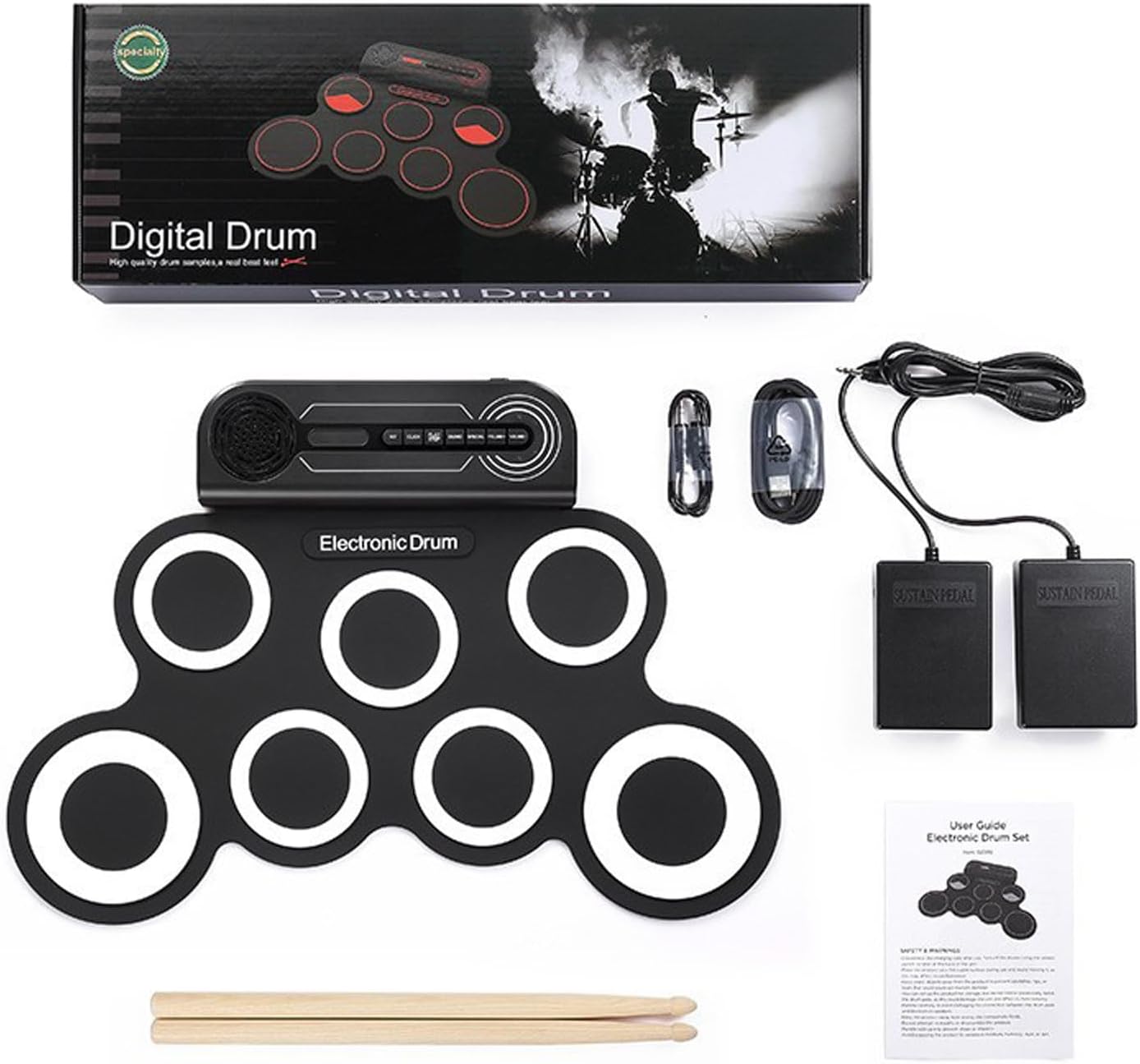 Portable Hand Roll Drum Children Musical Toy Rechargeable Electronic Drums Set for Kid Adult and Beginners Enduring Kids Silicone Rolls Up Electronic Drum Set