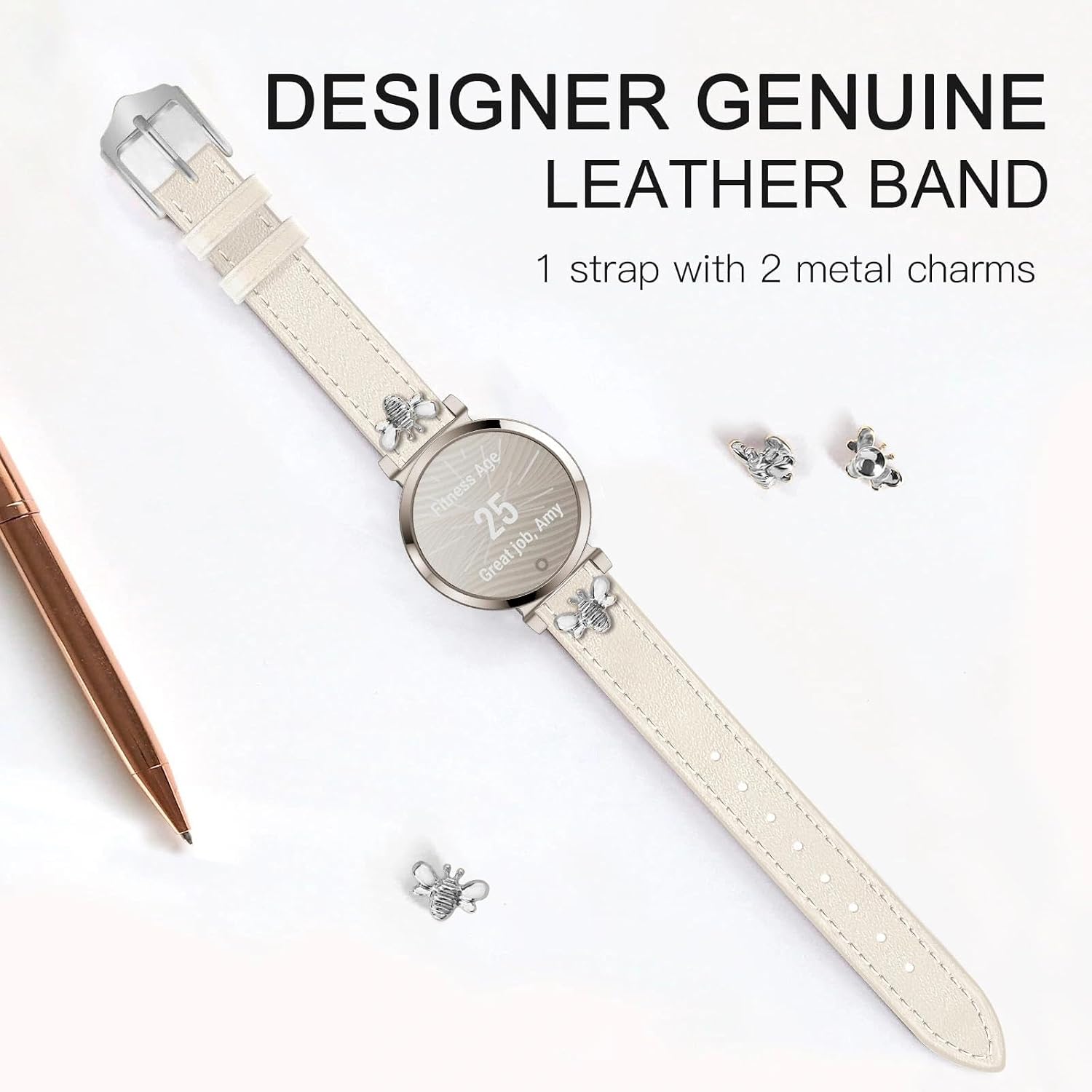 Slim Leather Bands Compatible With Garmin Lily 2 image 2