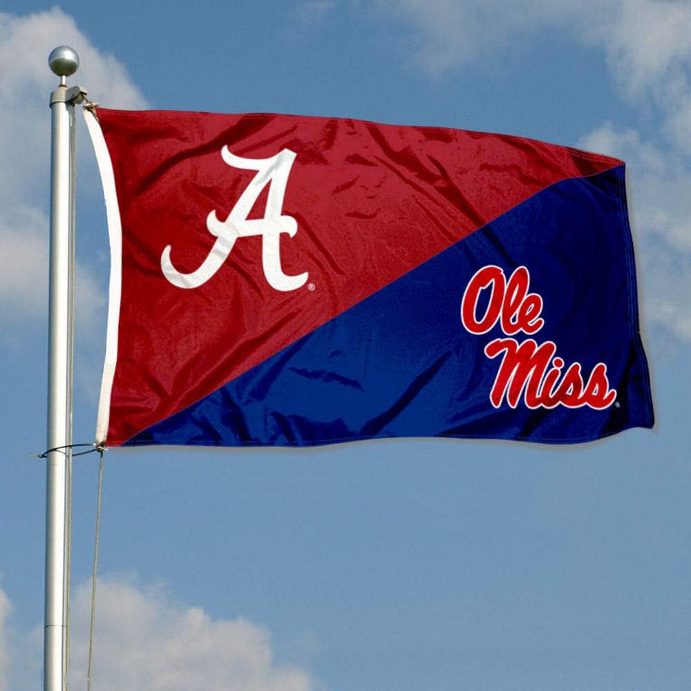 Split Alabama vs Ole Miss House Divided 3x5 Flag