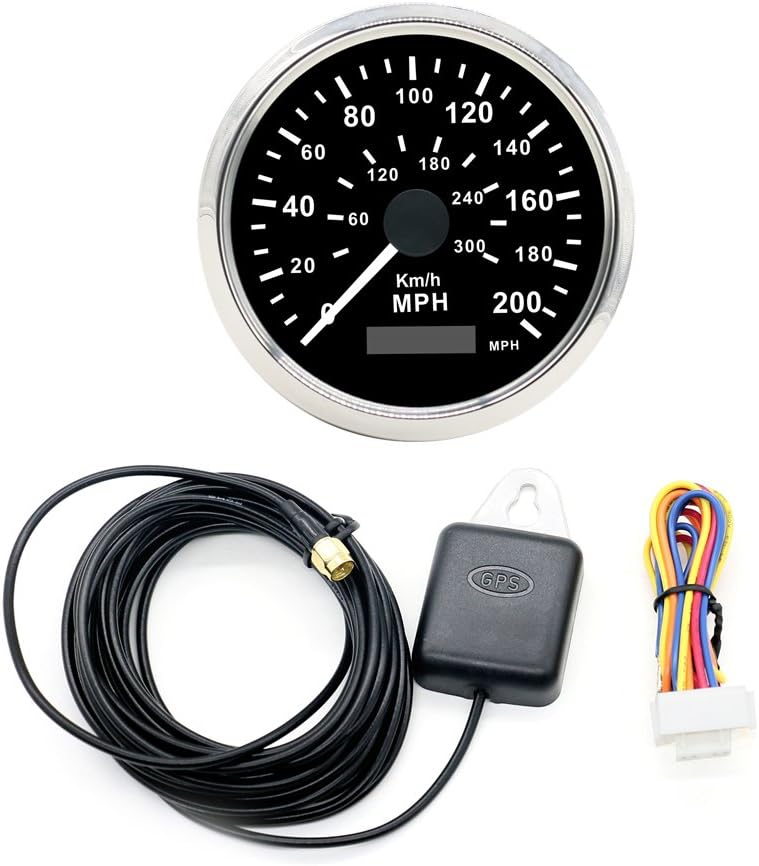 VXCAN 85mm GPS Speedometer Digital Auto Meter 0-300KMH 0-200MPH Peedometer Gauge for Car Motorcycle Truck Boat 12/24V