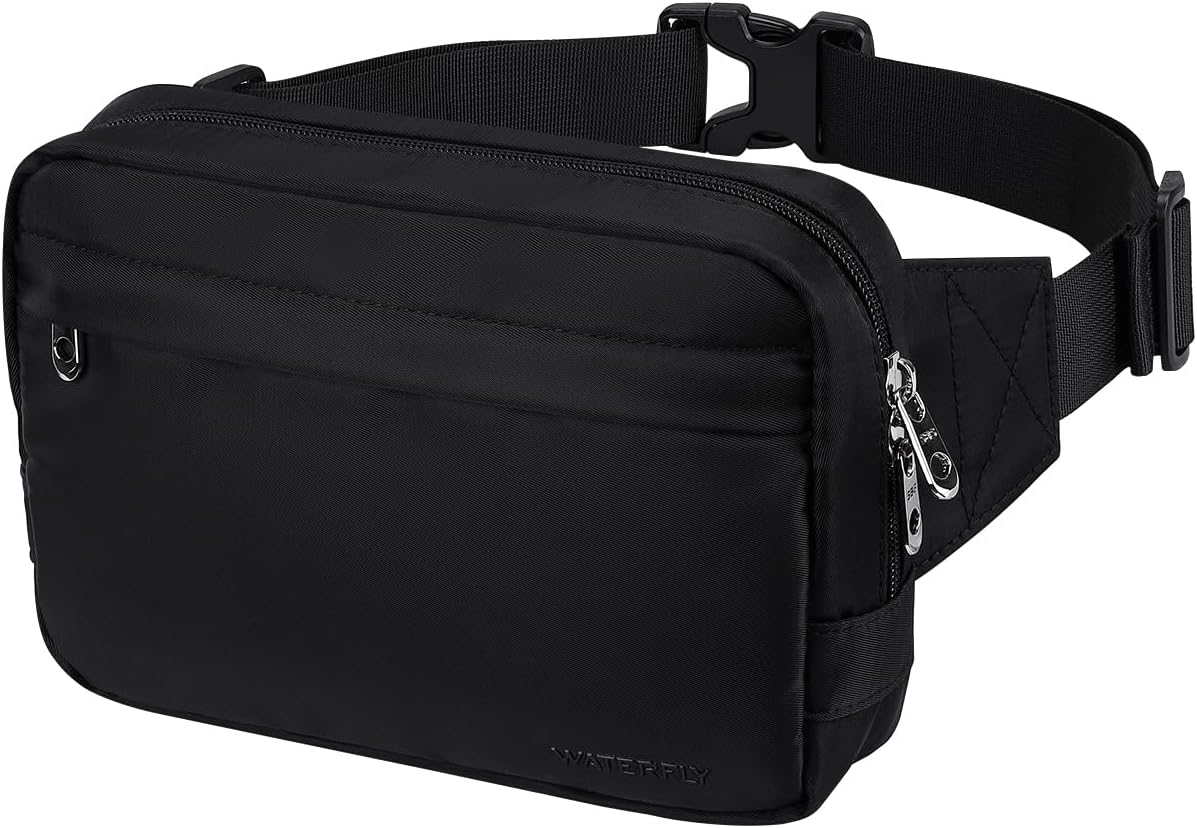 WATERFLY Fanny Pack Waist Bag: Belt Bag for Women Men Crossbody Bags Theft Fashion Waist Packs for Hiking Running Travel Walking