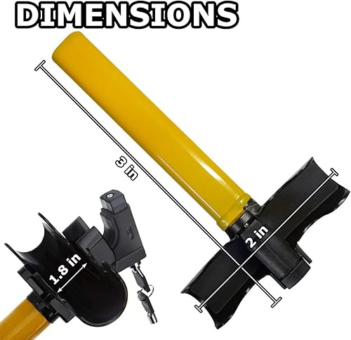 Miniatura 4 de VaygWay Cerradura universal para volante de automóvil, llave de cilindro antirrobo para volante, fuerte y resistente, bloqueo giratorio antirrobo