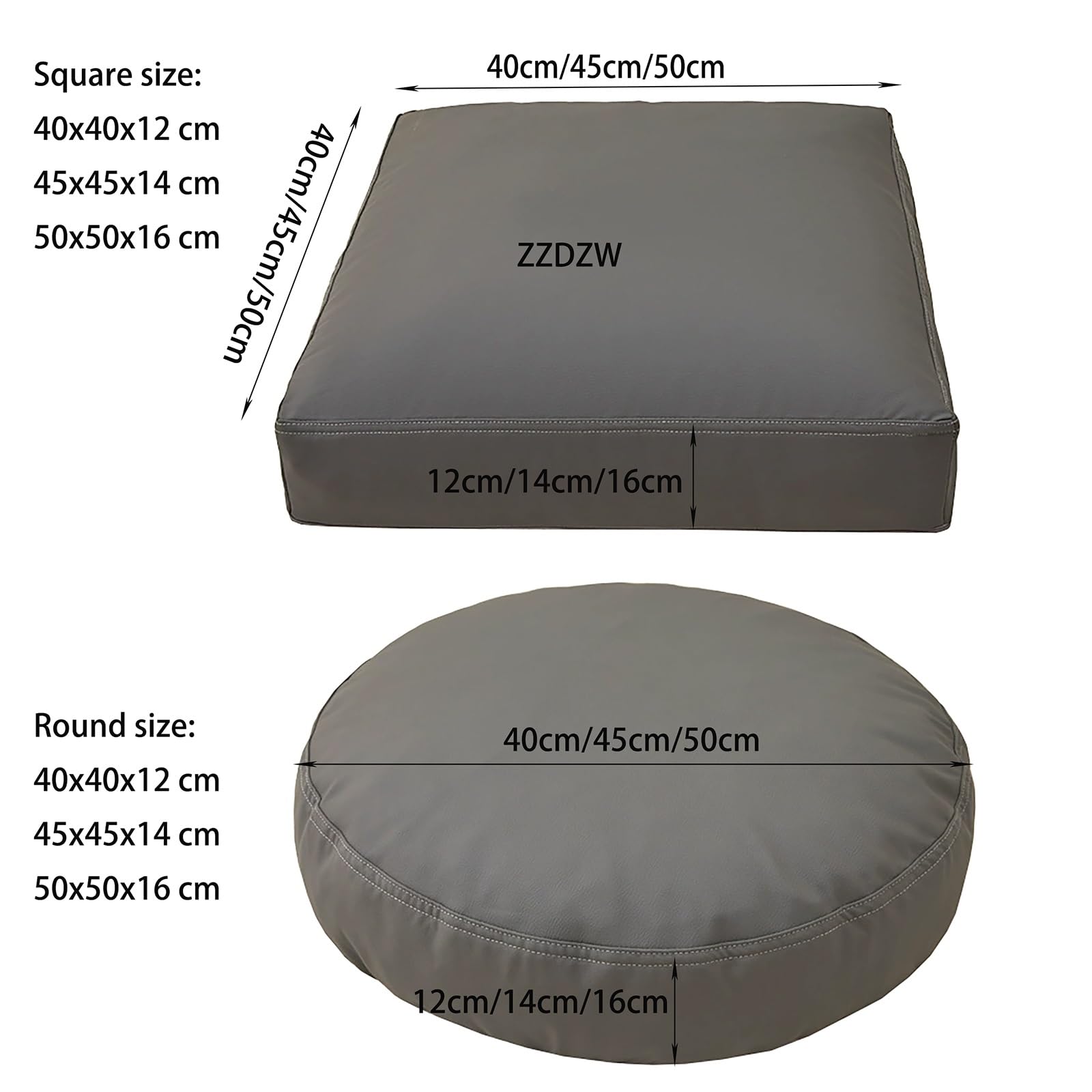 Sitzkissen Outdoor Wetterfest Stuhlkissen 40x40 45x45 50x50 Rund Quadratisch Dicke 12/14/16 cm Stuhlauflage Sitzauflagen für Esstühle Gartenmöbel Gartenstuhl(Beige Square,45x45x14cm)